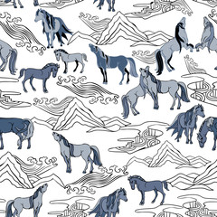 Vector Illustration with horses