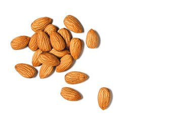 Almonds nut isolated on white background.
