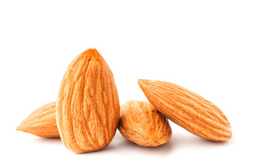 Almonds nut isolated on white background.