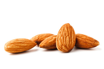 Almonds nut isolated on white background.