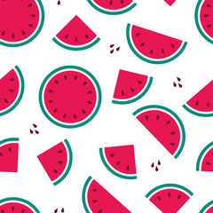 Seamless pattern of summer Watermelon, fruit party in flat style.