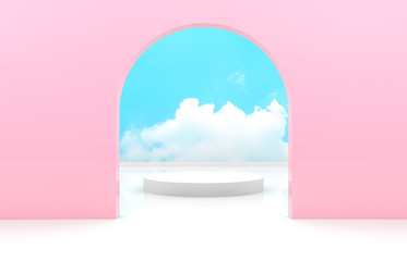 Natural beauty backdrop for product display. 3d natural scene with landscape background. 