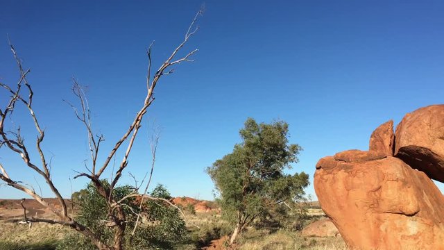  Landscape view of Devils Marbles Karlu Karlu in the Northern Territory, Australia.