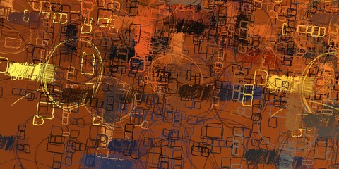 Fototapeta premium Artistic sketch backdrop material. Abstract geometric pattern. Chaos and random. Modern art drawing painting. 2d illustration. Digital texture wallpaper. 