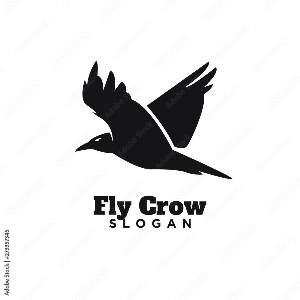 Wall mural raven crow fly black color with isolated background logo icon design vector illustration