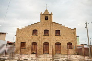 Fototapeta premium Brick church in Oeiras, Piaui State, Brazil