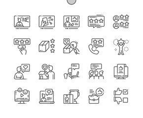 Obraz na płótnie Canvas Reviews Well-crafted Pixel Perfect Vector Thin Line Icons 30 2x Grid for Web Graphics and Apps. Simple Minimal Pictogram