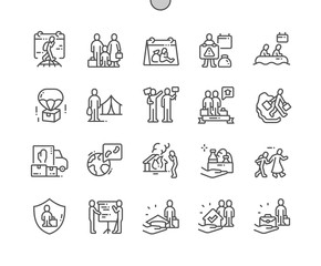 World Refugee Day Well-crafted Pixel Perfect Vector Thin Line Icons 30 2x Grid for Web Graphics and Apps. Simple Minimal Pictogram