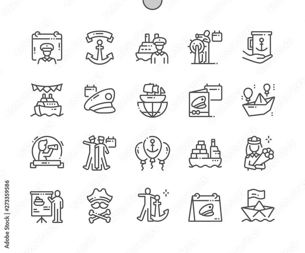 Poster day of the seafarer well-crafted pixel perfect vector thin line icons 30 2x grid for web graphics an