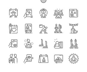 International Yoga Day Well-crafted Pixel Perfect Vector Thin Line Icons 30 2x Grid for Web Graphics and Apps. Simple Minimal Pictogram