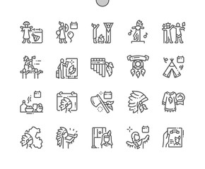 Indian day in Peru Well-crafted Pixel Perfect Vector Thin Line Icons 30 2x Grid for Web Graphics and Apps. Simple Minimal Pictogram