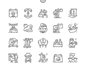Day of the Seafarer Well-crafted Pixel Perfect Vector Thin Line Icons 30 2x Grid for Web Graphics and Apps. Simple Minimal Pictogram