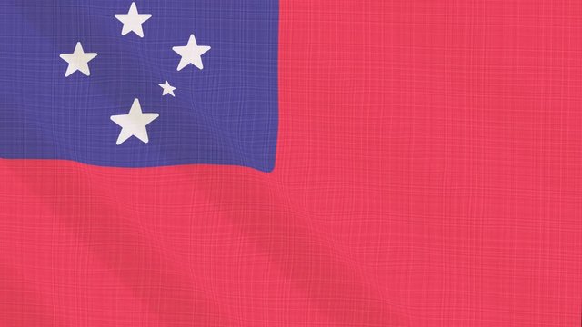 Samoa flag waving in the wind. Background with rough textile texture. Animation loop