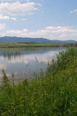 Beautiful scenery of lake in Rotbav, Brasov, Transylvania, Romania