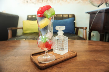 Mixed Fruit Italian Soda Beverage on Table