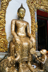 golden buddha statue in thai temple thailand