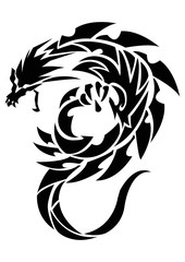 トライバルドラゴン。 ステッカーのデザイン。龍のデザイン。