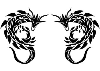 トライバルドラゴン。 ステッカーのデザイン。龍のデザイン。