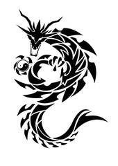 トライバルドラゴン。 ステッカーのデザイン。龍のデザイン。