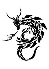 トライバルドラゴン。 ステッカーのデザイン。龍のデザイン。