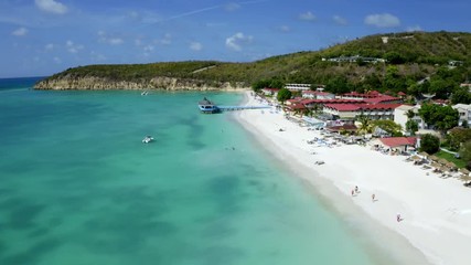Aerial view of the beach at Dickenson Bay,  Antigua Barbuda