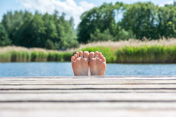 stiking out feets in the summer time