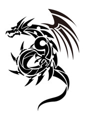 トライバルドラゴン。 ステッカーのデザイン。龍のデザイン。