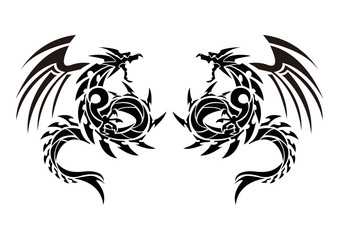 トライバルドラゴン。 ステッカーのデザイン。龍のデザイン。