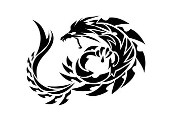 トライバルドラゴン。 ステッカーのデザイン。龍のデザイン。