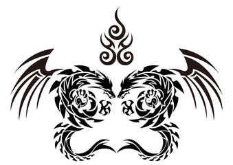 トライバルドラゴン。 ステッカーのデザイン。龍のデザイン。