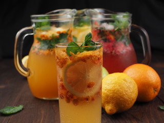Refreshing Lemonades With Fruits and Ice