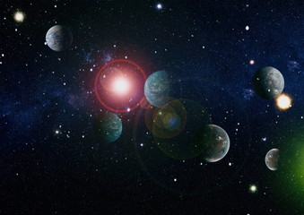 planets, stars and galaxies in outer space showing the beauty of space exploration. Elements...