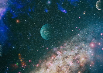 planets, stars and galaxies in outer space showing the beauty of space exploration. Elements...