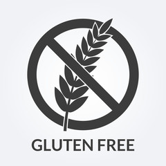 Gluten free icon. Sign with grain or wheat. Vector illustration.