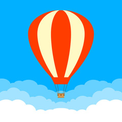 Obraz premium Hot Air Balloon in the sky with clouds. Vector illustration.