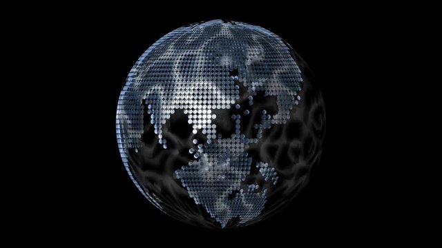 Planet hologram motion graphics footage for broadcast and films about technology, science, space. Alpha. Loop