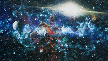 planets, stars and galaxies in outer space showing the beauty of space exploration. Elements...