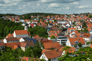 Fototapeta na wymiar Panorama der Stadt Meßstetten im Zollernalbkreis