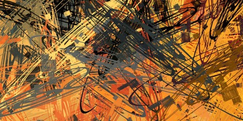 Artistic sketch backdrop material. Abstract geometric pattern. Chaos and random. Modern art drawing painting. 2d illustration. Digital texture wallpaper.