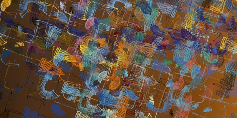 Artistic sketch backdrop material. Abstract geometric pattern. Chaos and random. Modern art drawing painting. 2d illustration. Digital texture wallpaper.