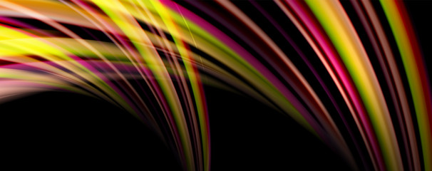 Fluid color swirls on black. Modern background with trendy design