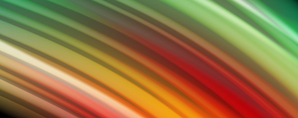 Modern rainbow liquid color flow colorful poster. Wave Liquid shape in black color background. Abstract composition