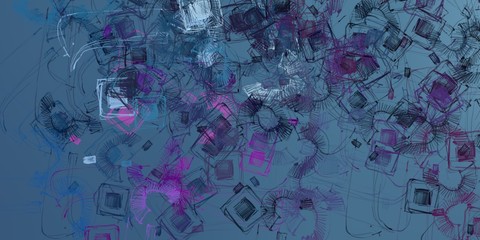 Artistic sketch backdrop material. Abstract geometric pattern. Chaos and random. Modern art drawing painting. 2d illustration. Digital texture wallpaper. 