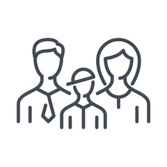 Family line vector illustration. Father, mother and son icon for web and presentation.