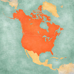 Map of North America - USA and Canada