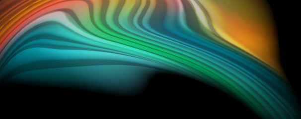 Flowing liquid colors - modern colorful flow poster. Wave liquid shapes. Art design for your design project