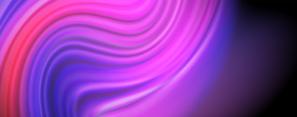 Fototapeta premium Modern rainbow liquid color flow colorful poster. Wave Liquid shape in black color background. Abstract composition