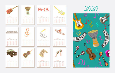 Calendar Layout for 2020 years.