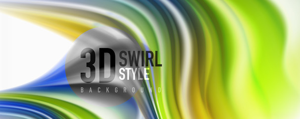 Modern Liquid color flow on white - colorful flow poster. Techno Wave Liquid shape in white color background. Design for your design project