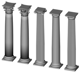 three-dimensional image of architectural columns with capitals